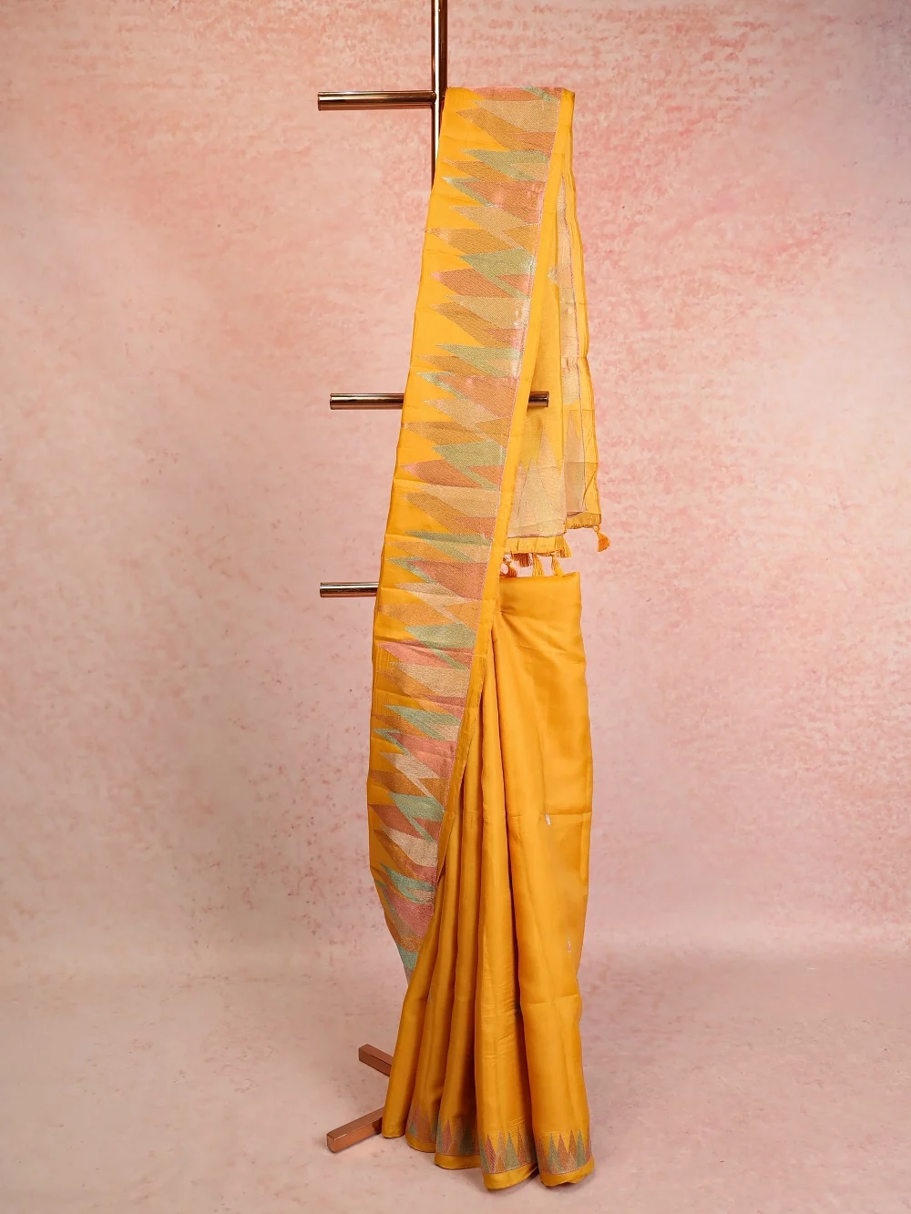 Mustard Yellow Semi Tussar Saree