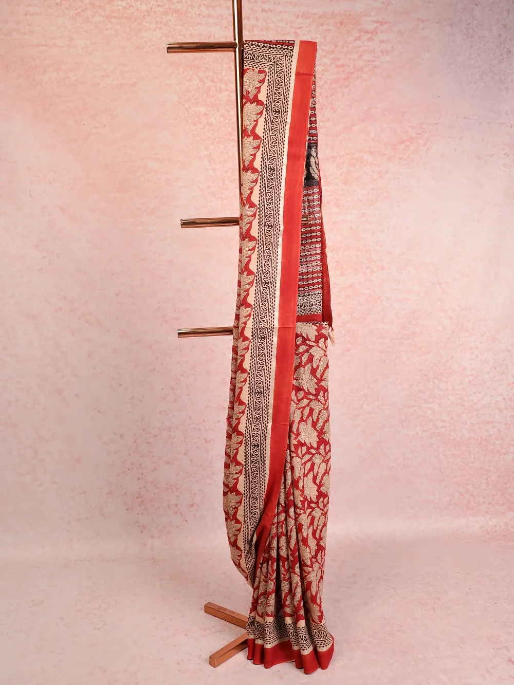 Brick Color Semi Linen Saree