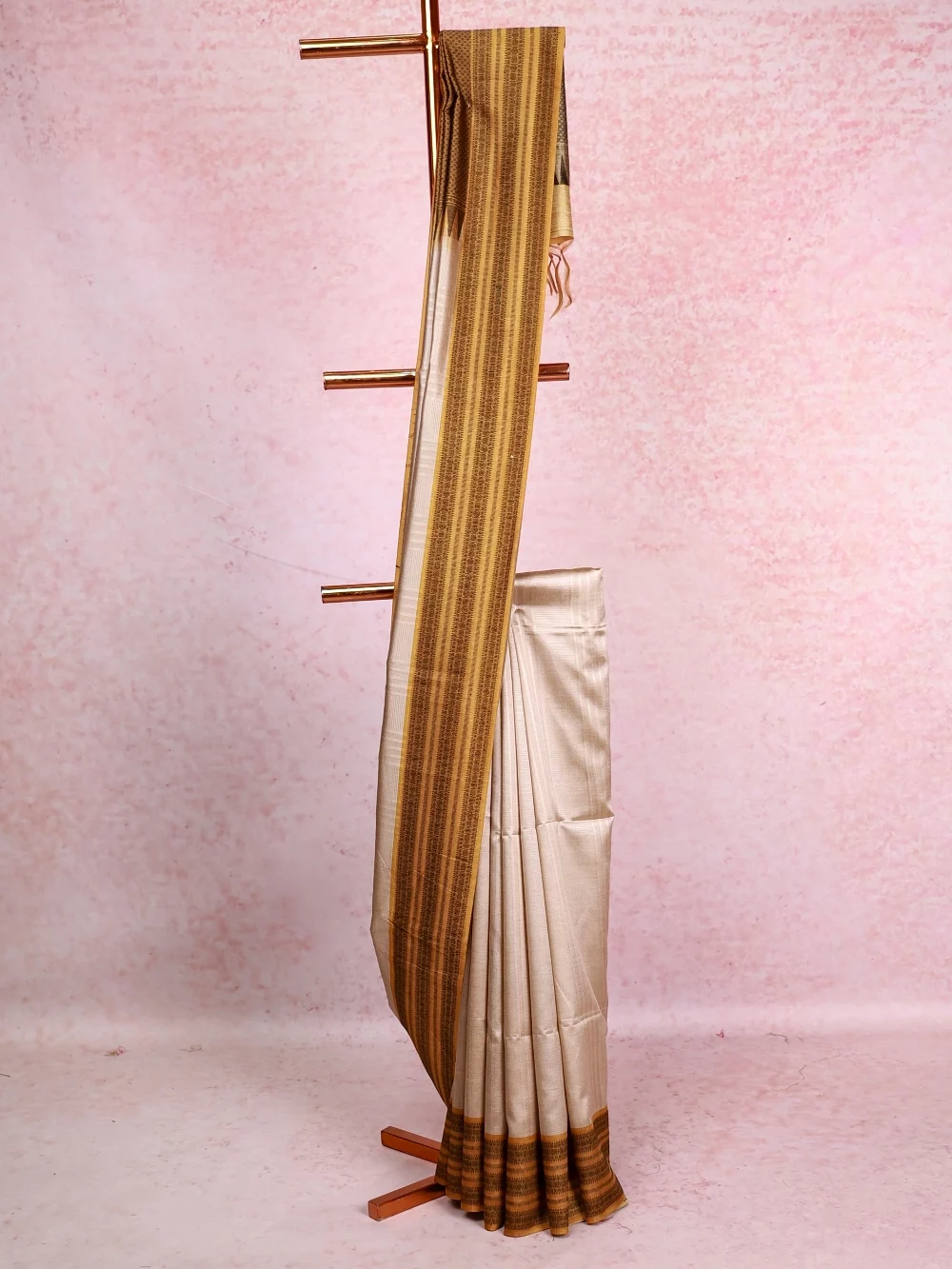 Cream Semi Tussar Saree