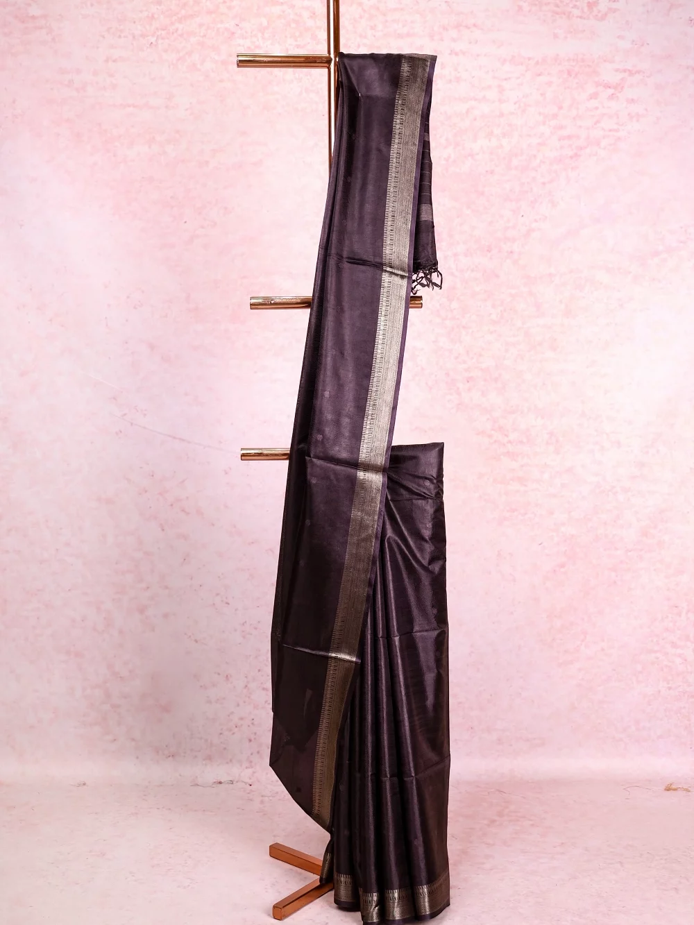 Dark Violet Tussar Silk Saree