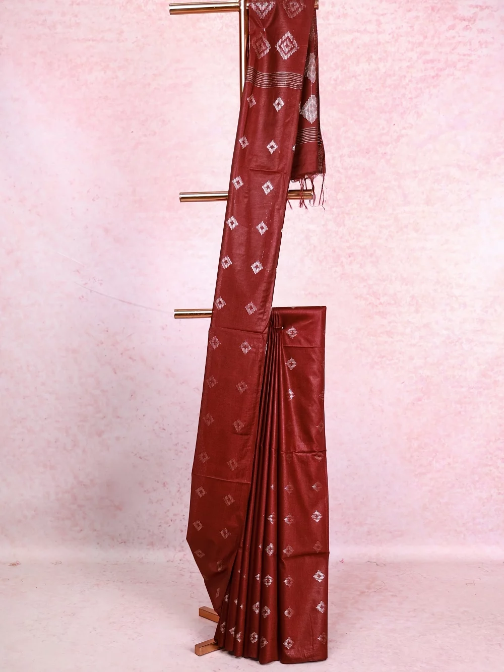 Burgundy Semi Tussar Saree