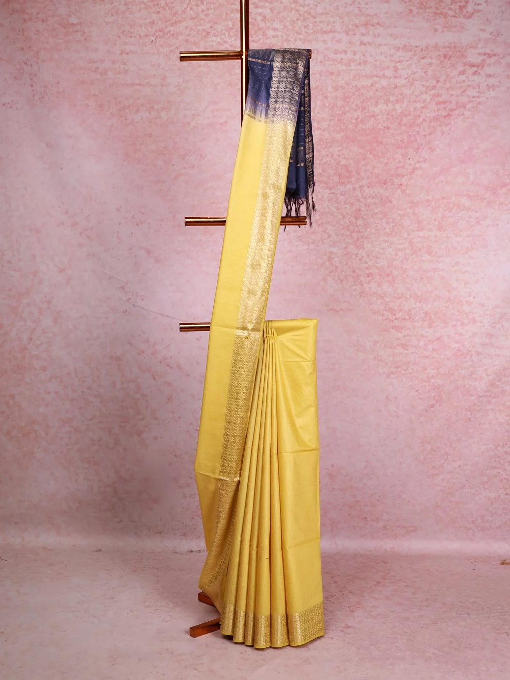Yellow Semi Tussar Saree