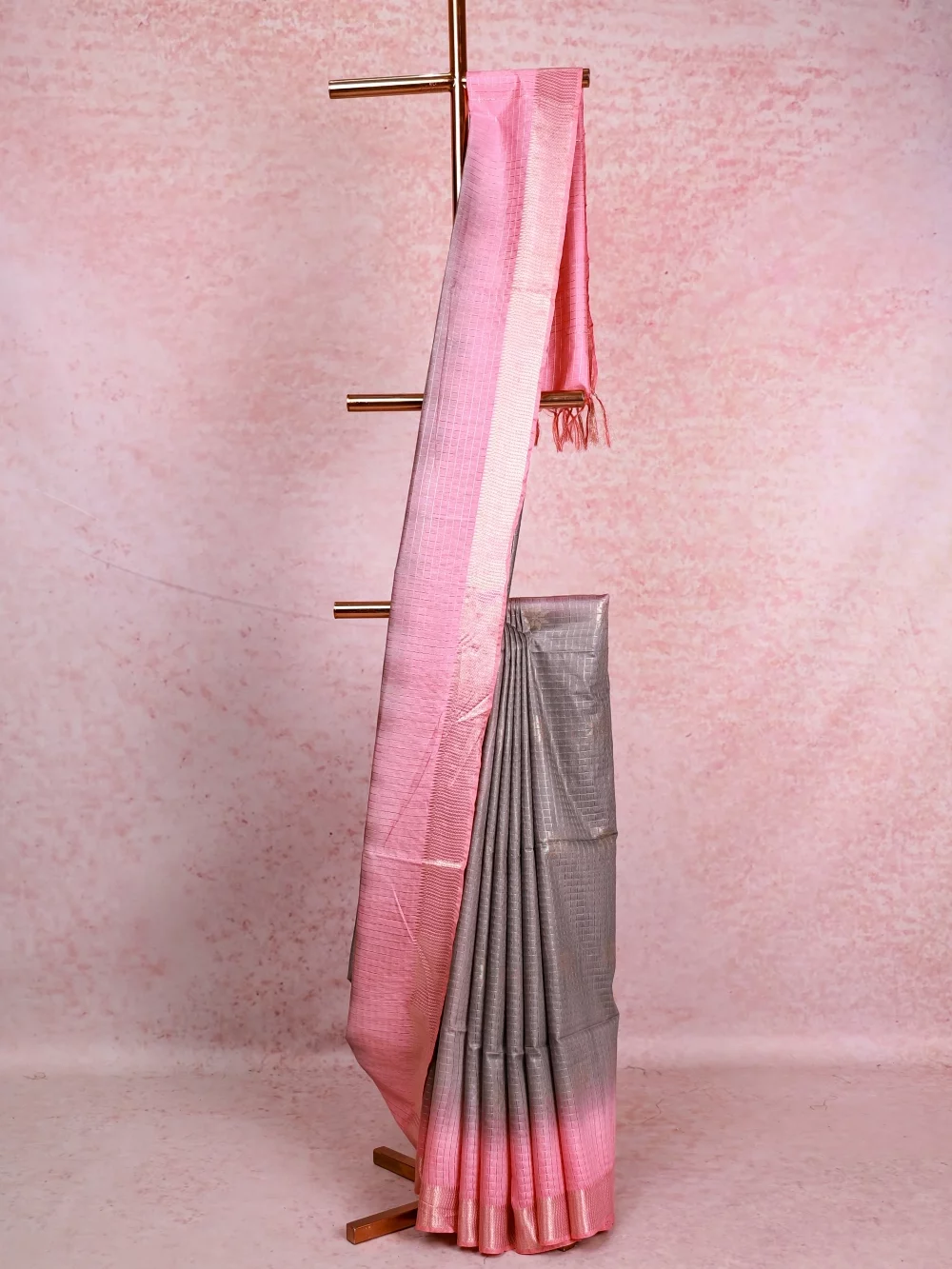 Light Pink Semi Tussar Saree