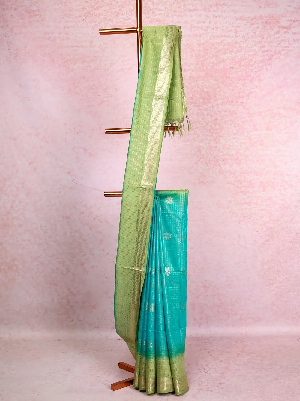 Sky Blue Semi Tussar Saree