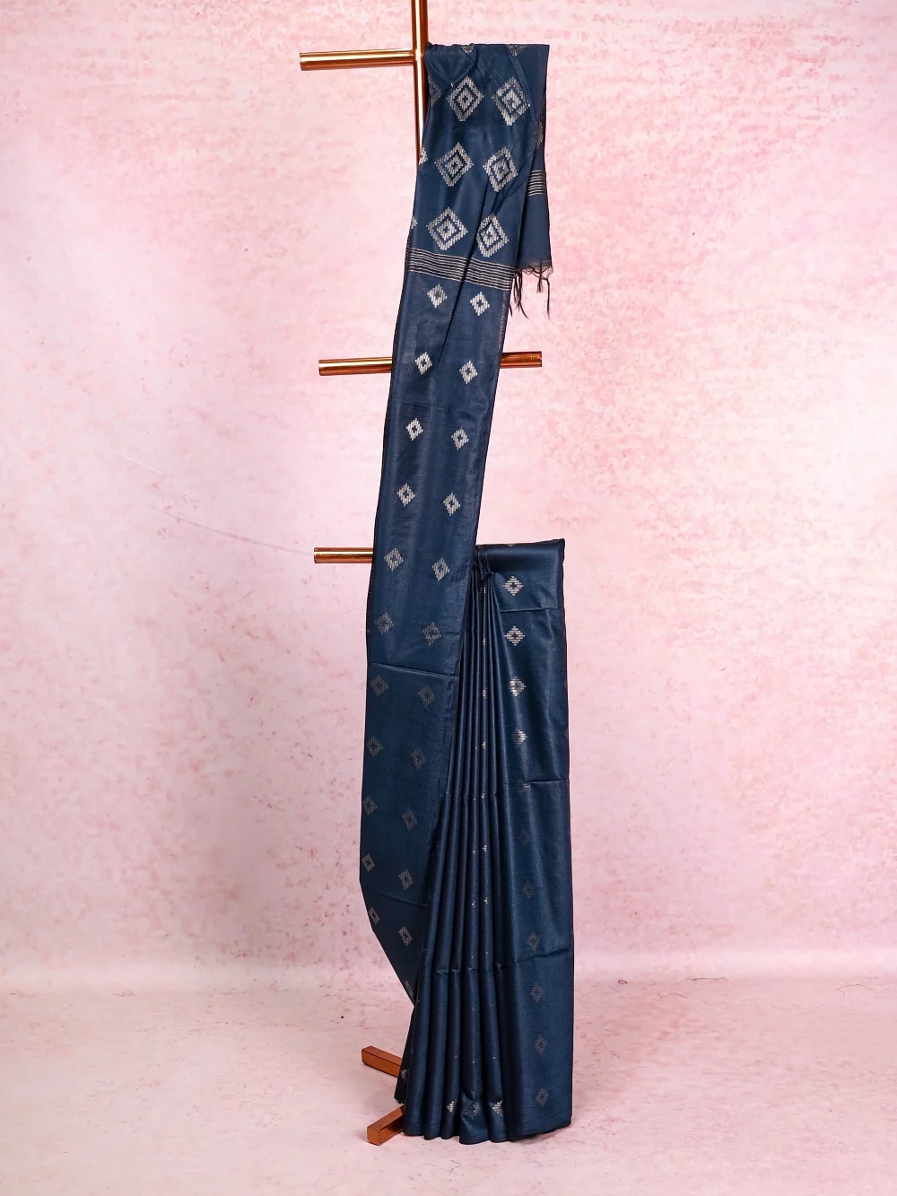 Peacock Blue Semi Tussar Saree