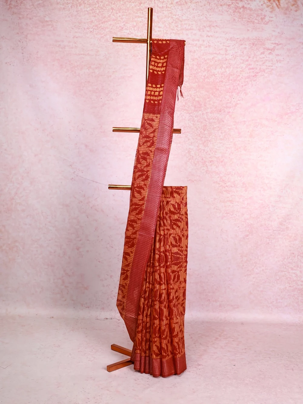 Maroon Semi Tussar Saree