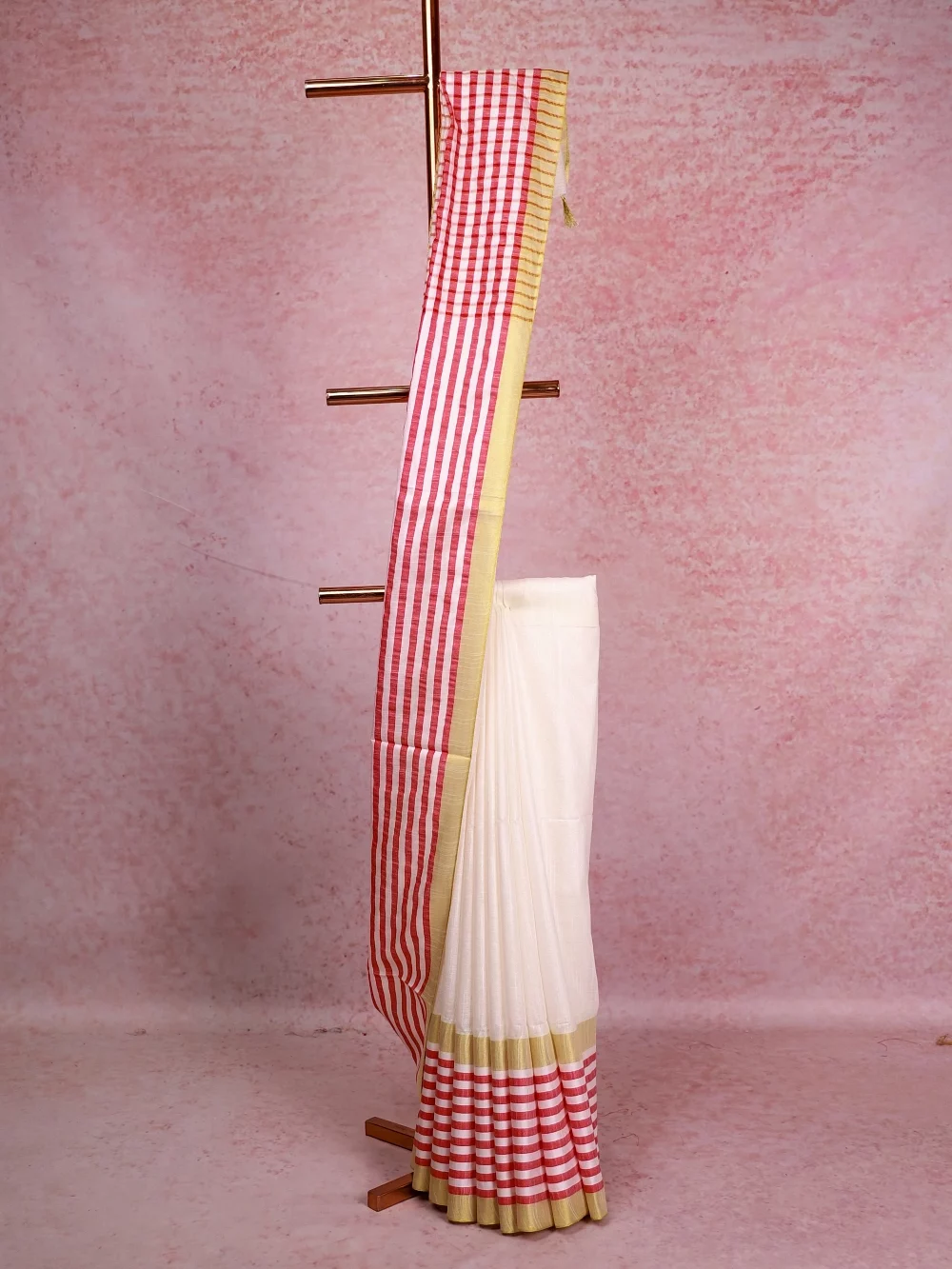 White Semi Linen Saree