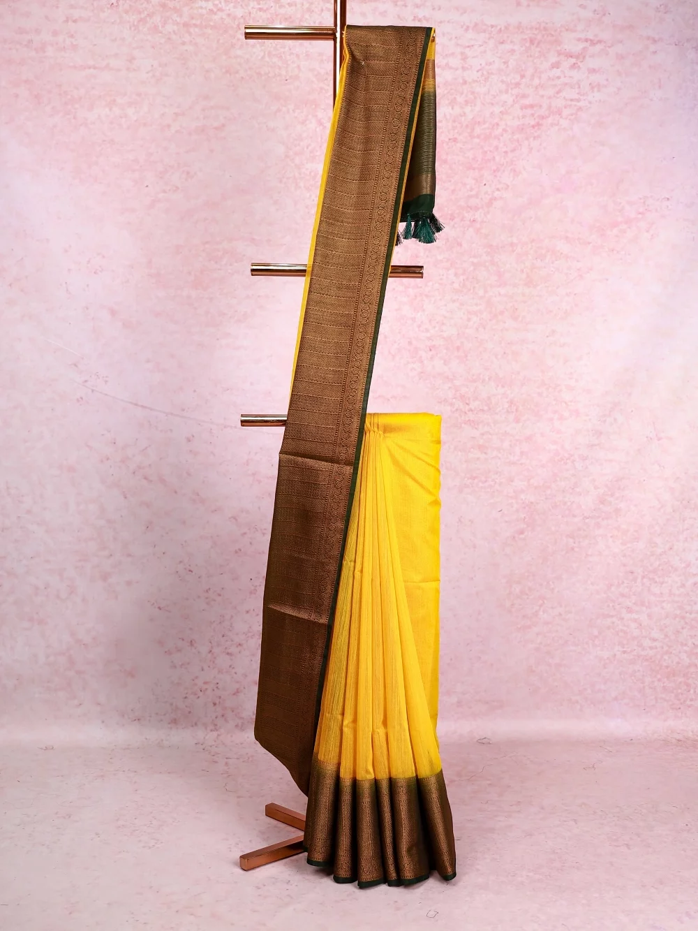 Yellow Semi Jute Saree