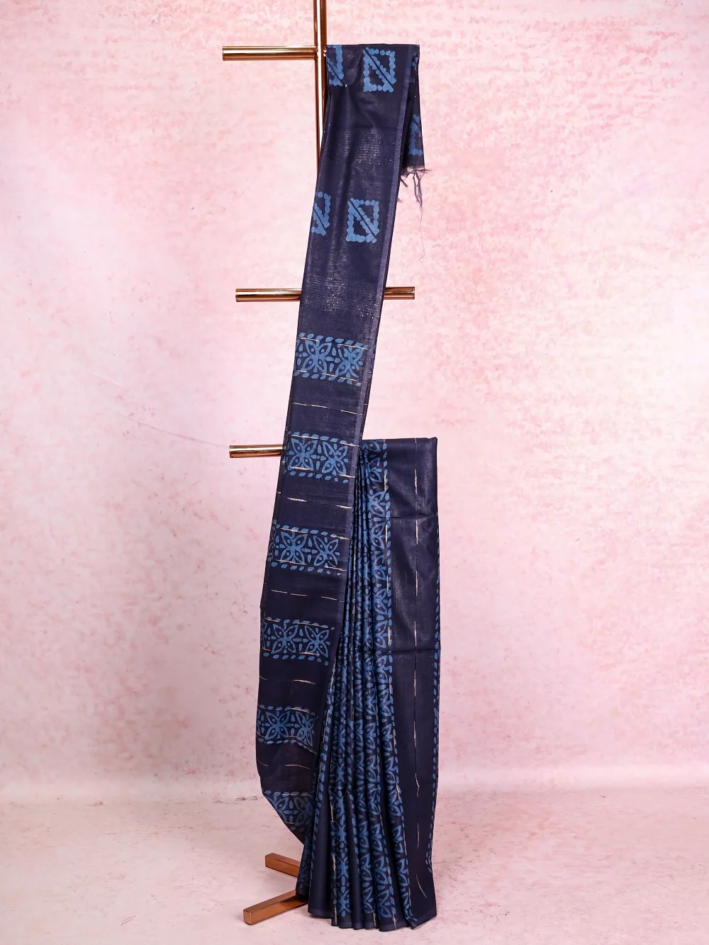 Navy Blue Semi Tussar Saree