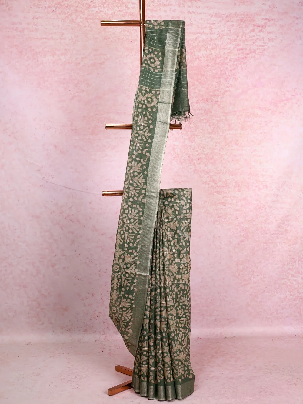 Green Semi Tussar Saree