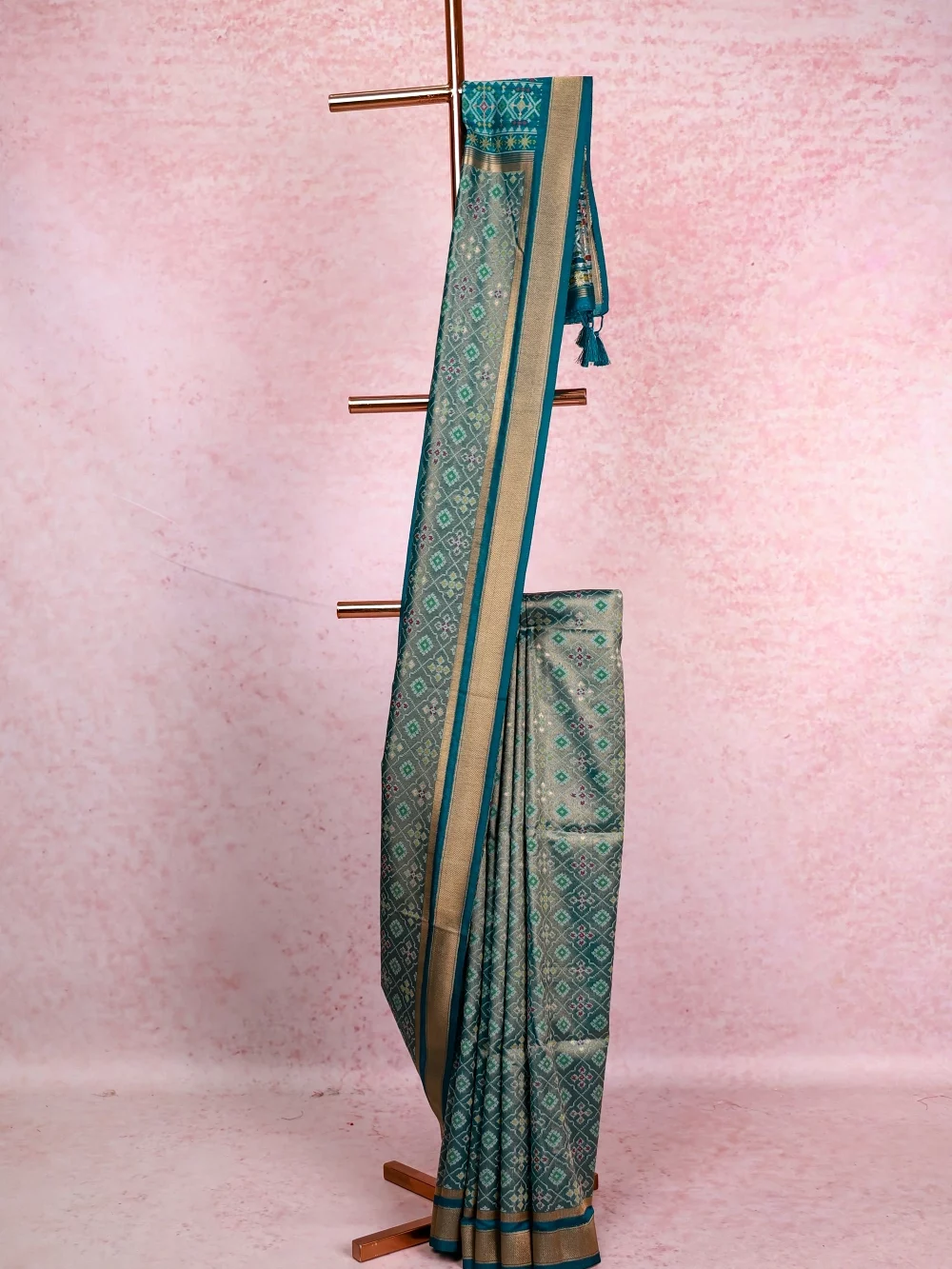 Peacock Green Jute Banarasi Saree