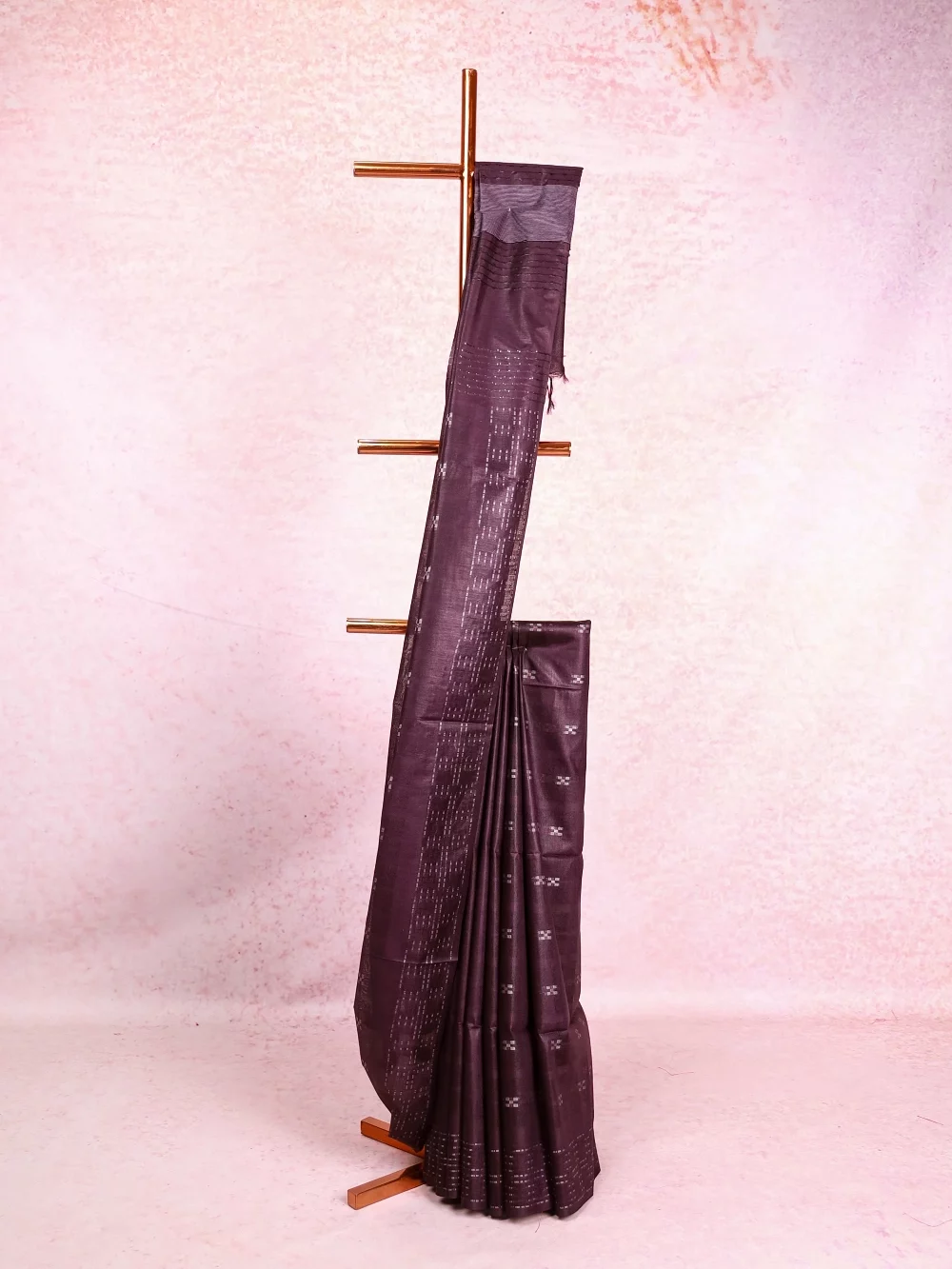 Purple Violet Semi Tussar Saree