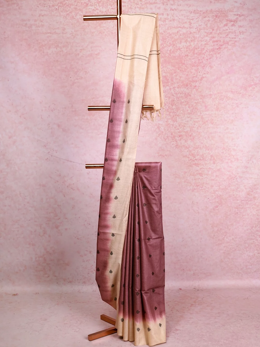 Grape Colour Semi Tussar Saree