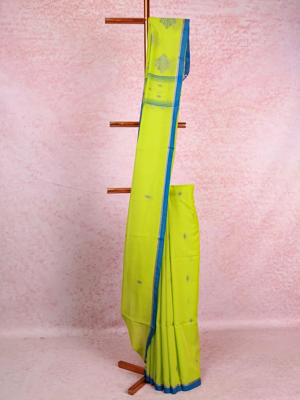 Parrot Green Cotton Saree