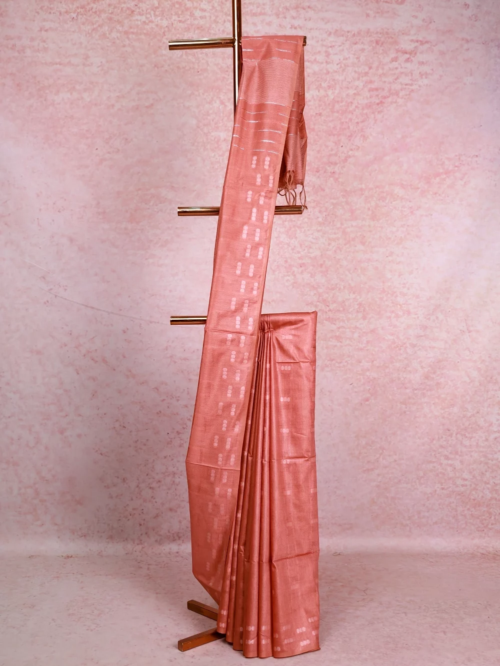 Drak Peach Semi Tussar Saree