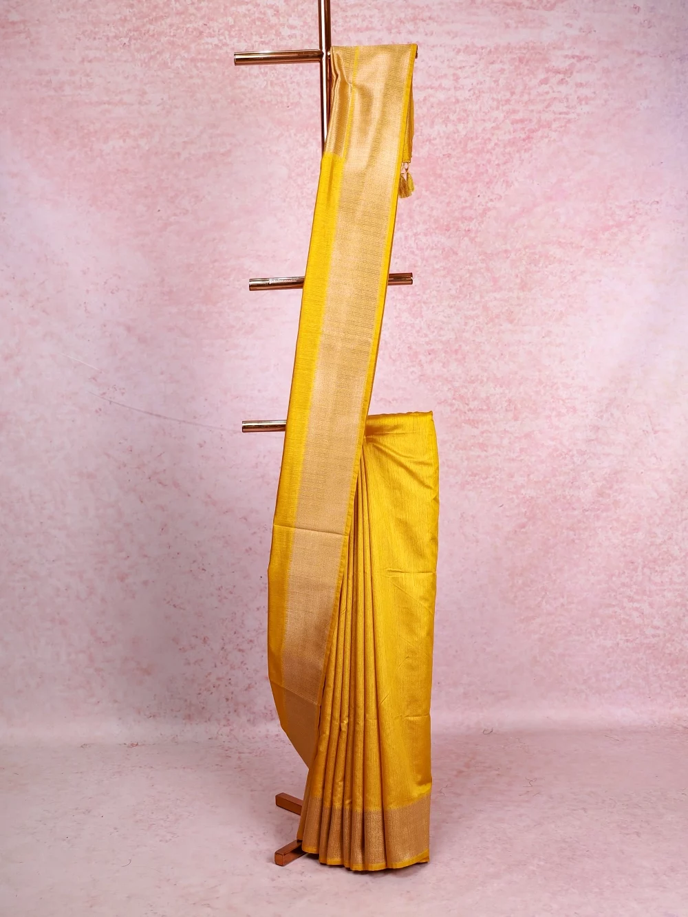 Mustard Yellow Semi Jute Saree