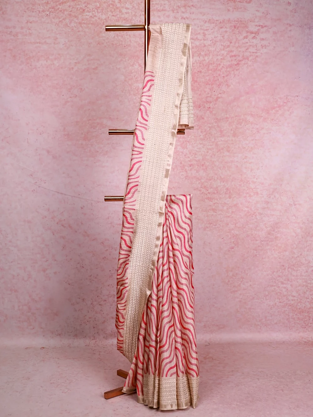 Cream Semi Silk Saree