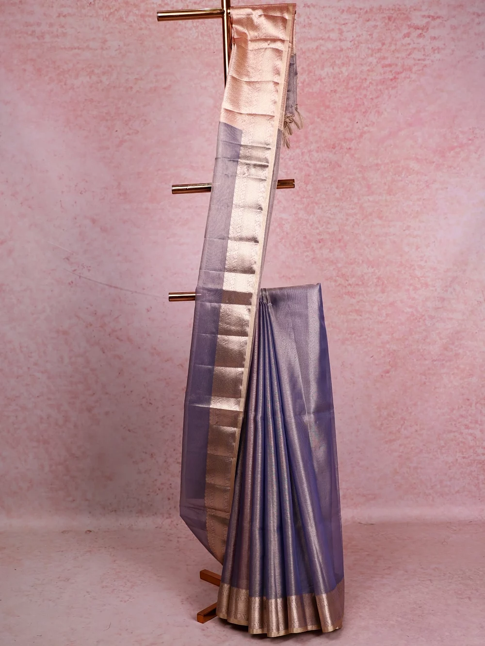 Ash Blue Tissue Saree