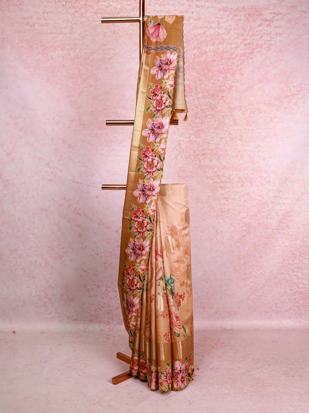 Peach Semi Silk Saree