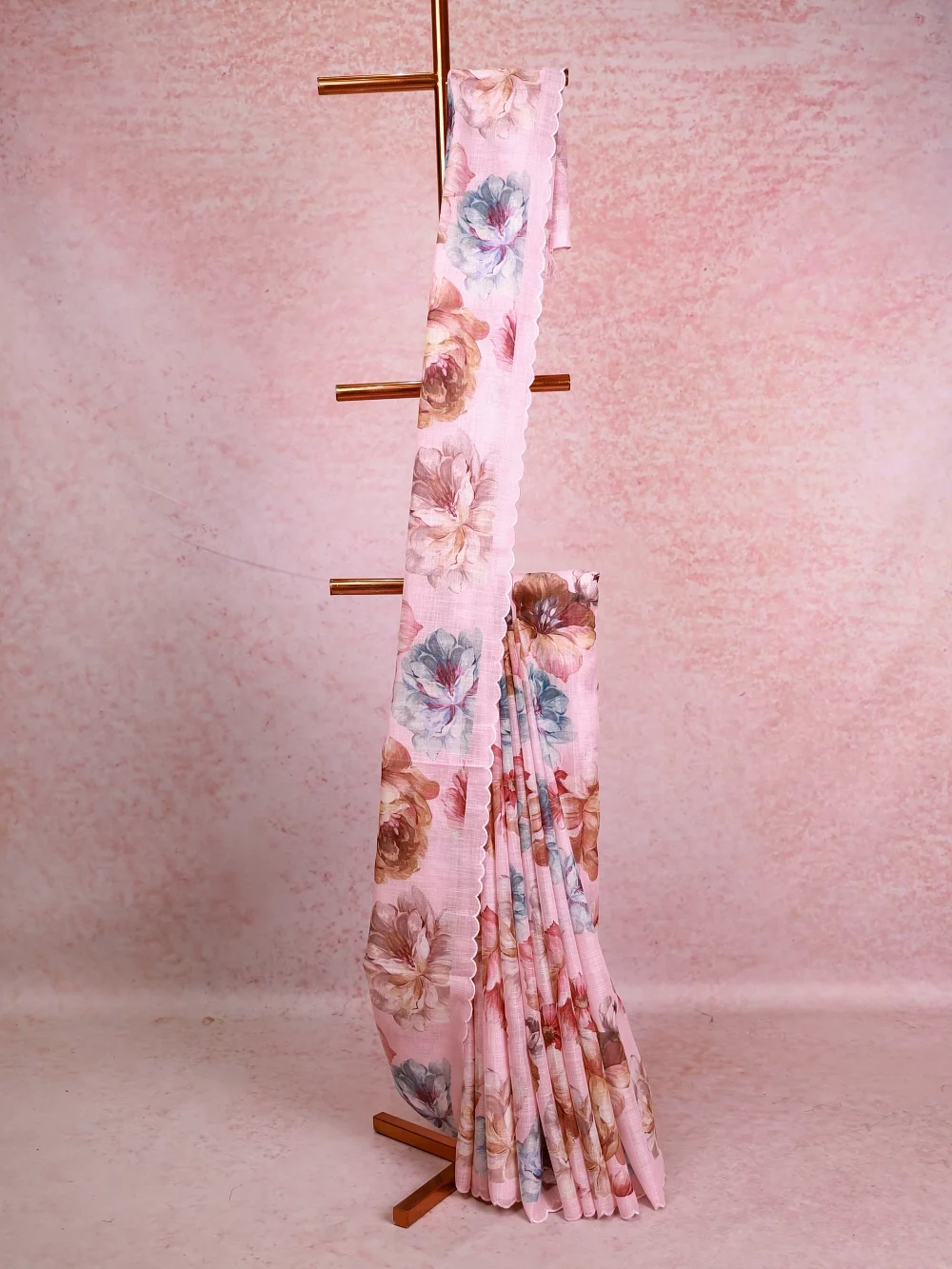 Baby Pink Semi Jute Saree