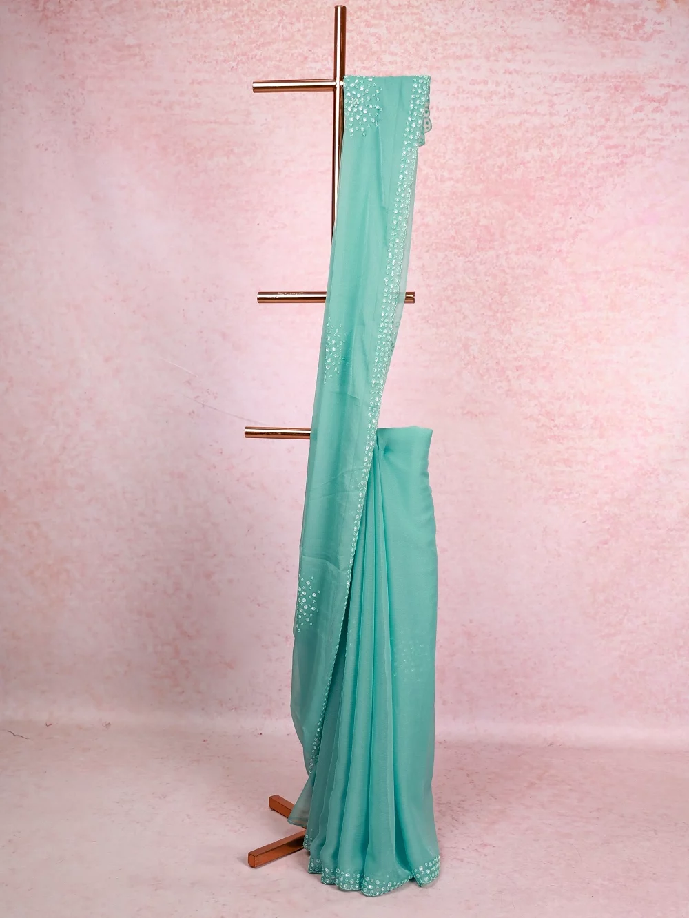 Light Green Crush Organza Saree