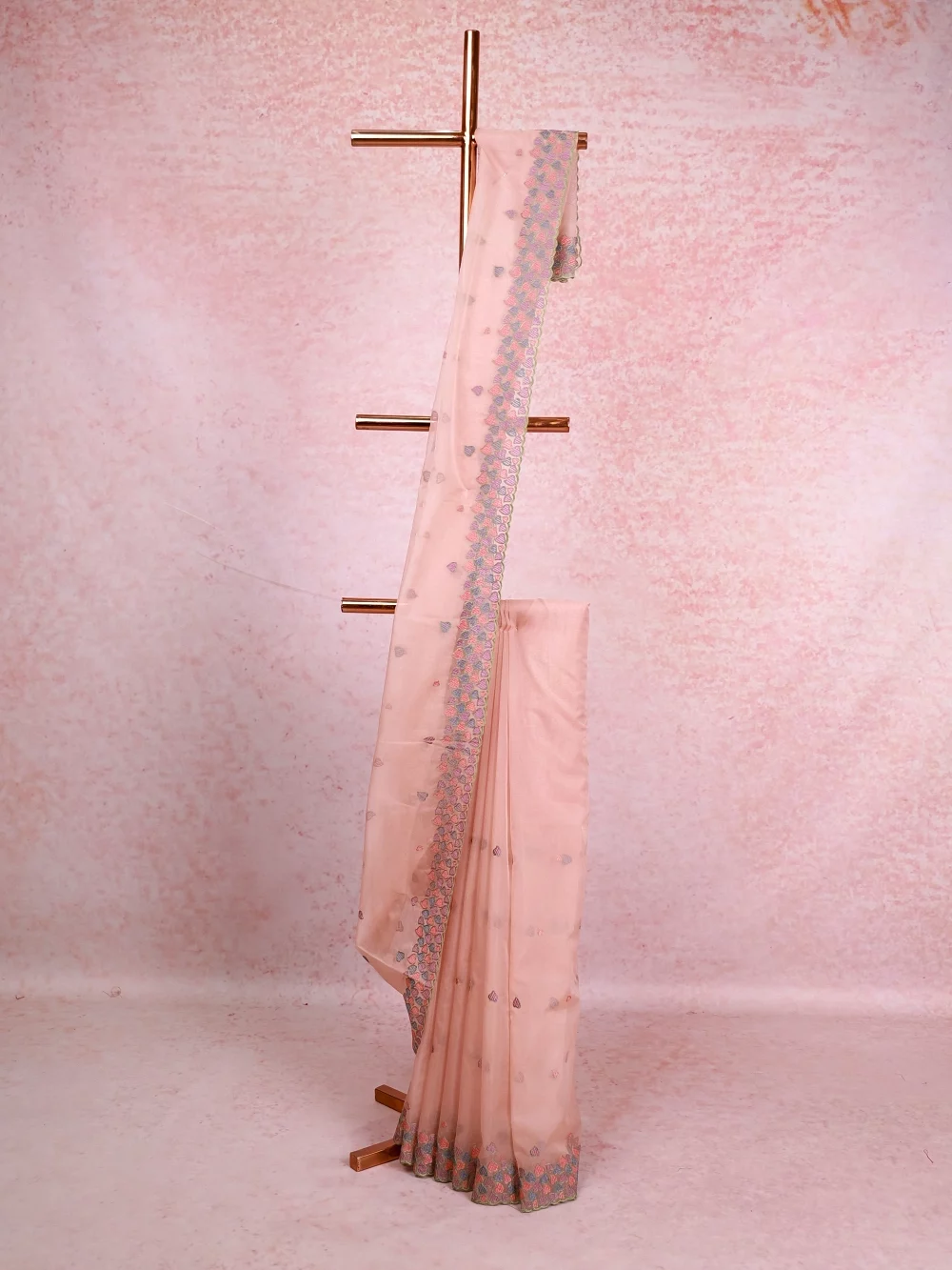 Onion Color Organza Saree