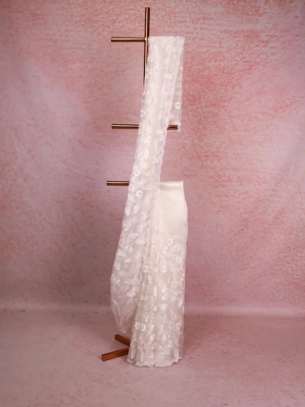 Milk White Glass Organza Saree
