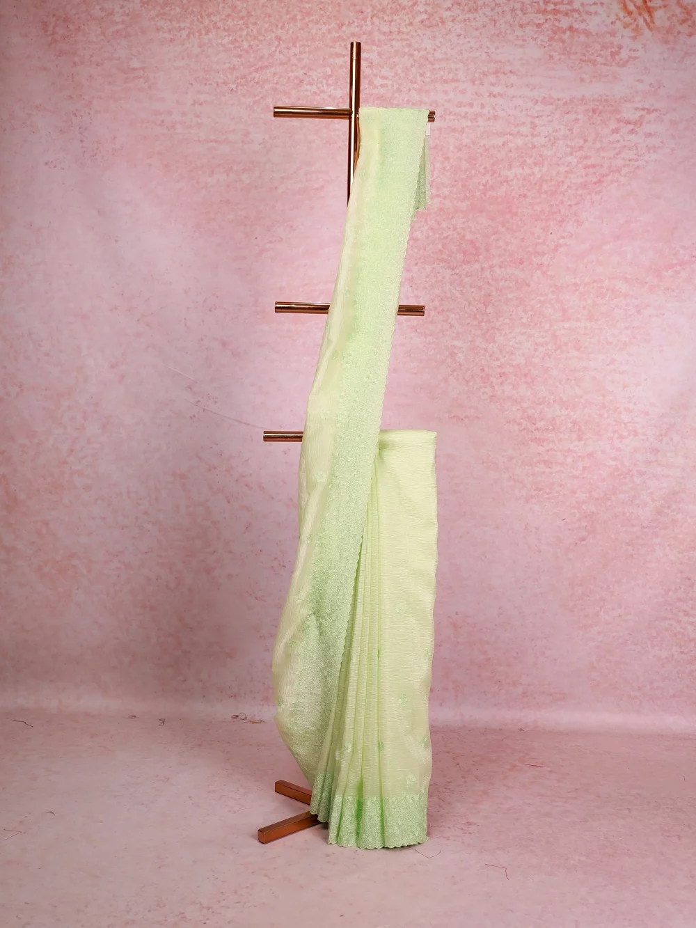 Pista Green Crush Organza Saree
