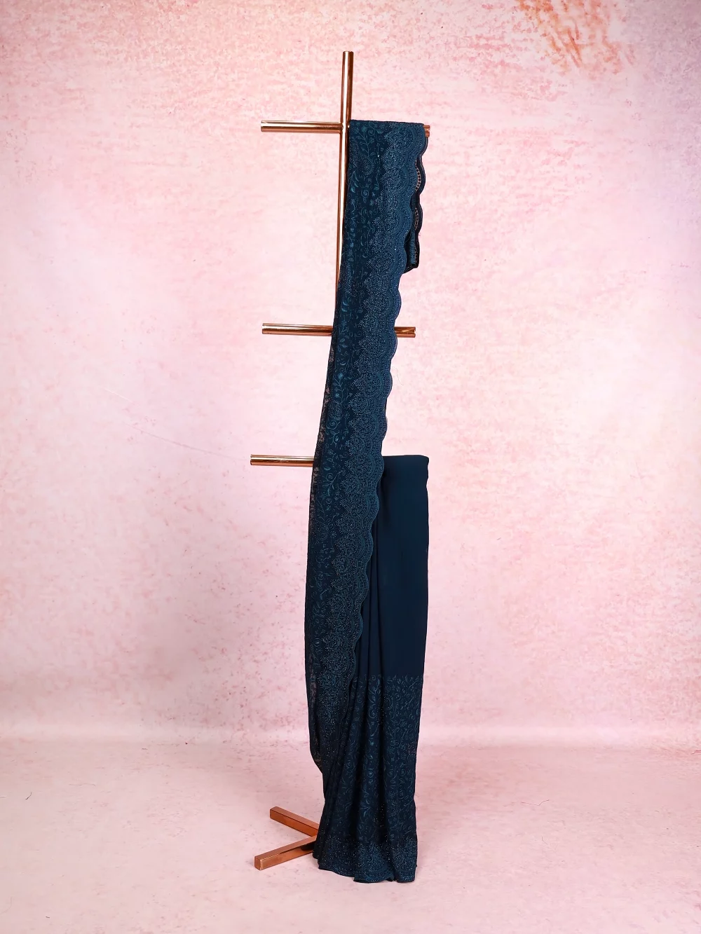 Teal Blue Georgette Saree