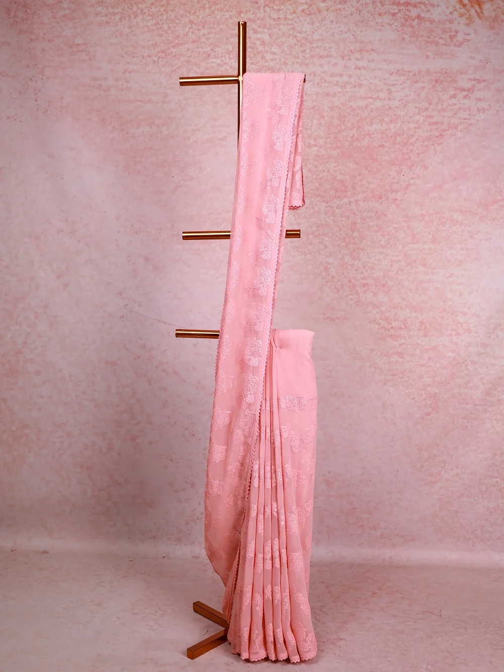 Peach Georgette Saree