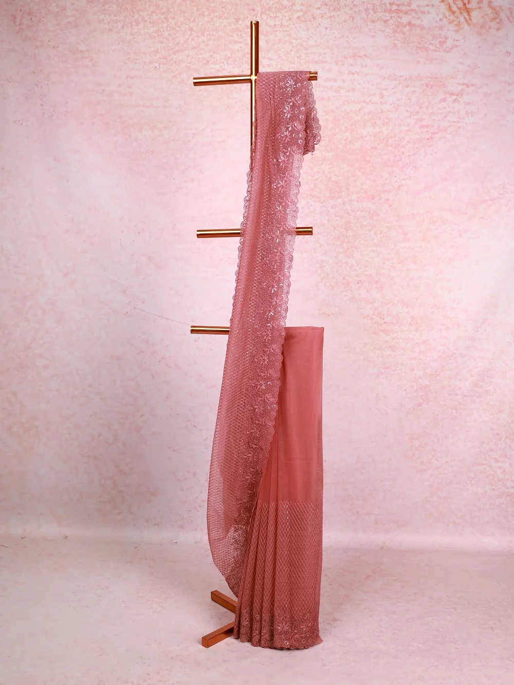 Onion Pink Net Saree