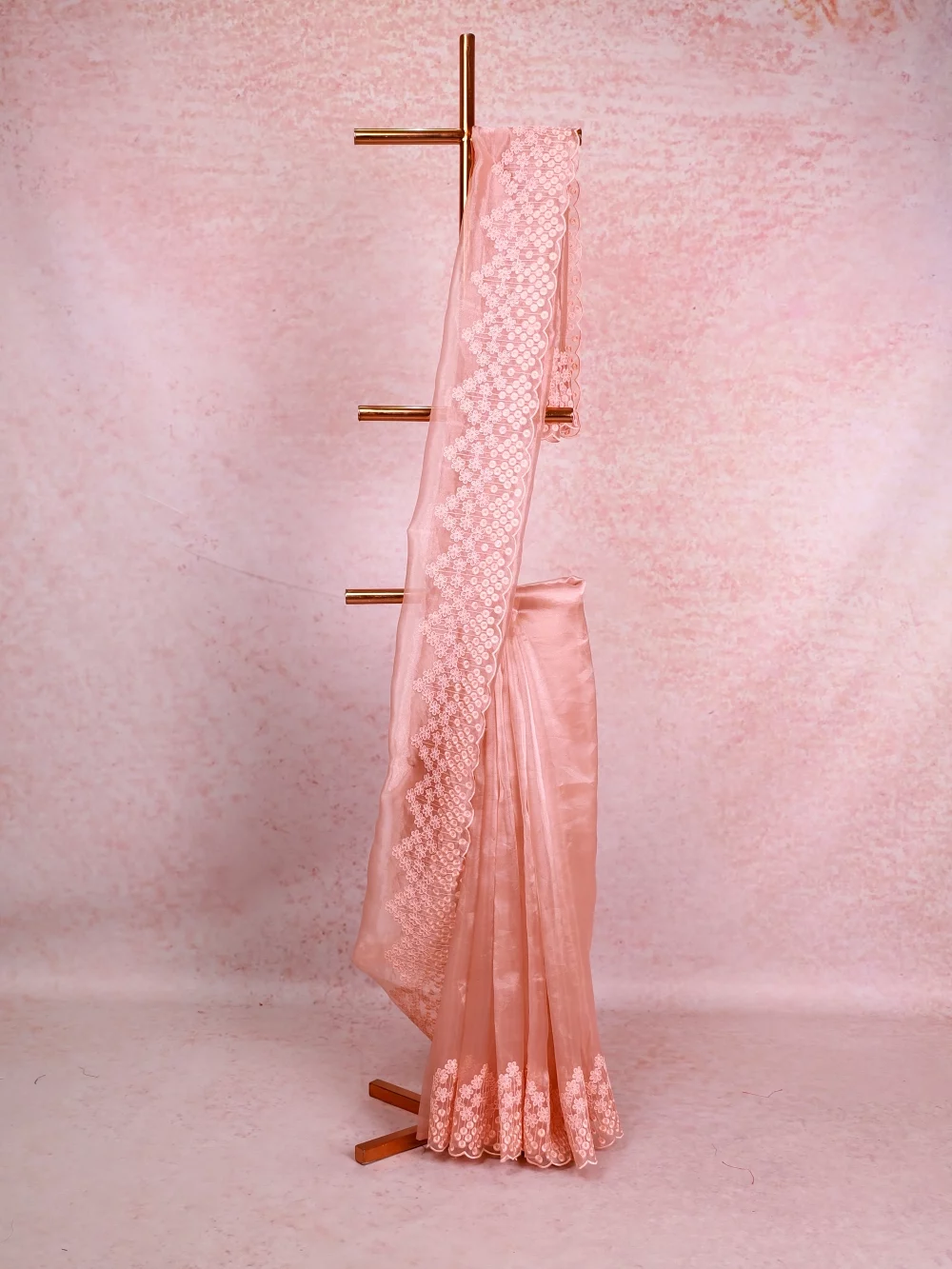 Peach Glass Organza Saree