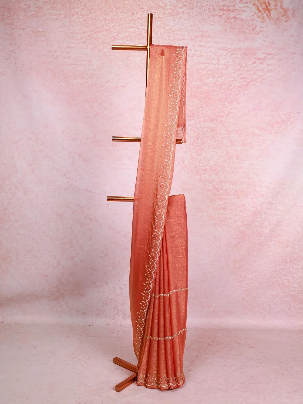 Pastel Peach Tissue Organza Saree