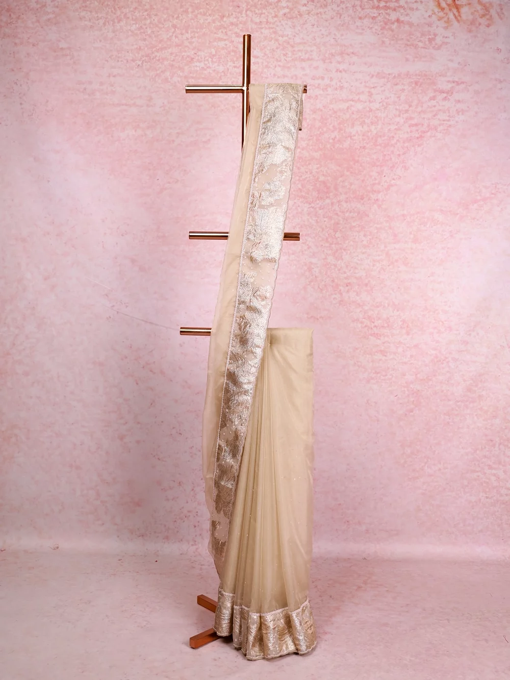 Beige Organza Saree