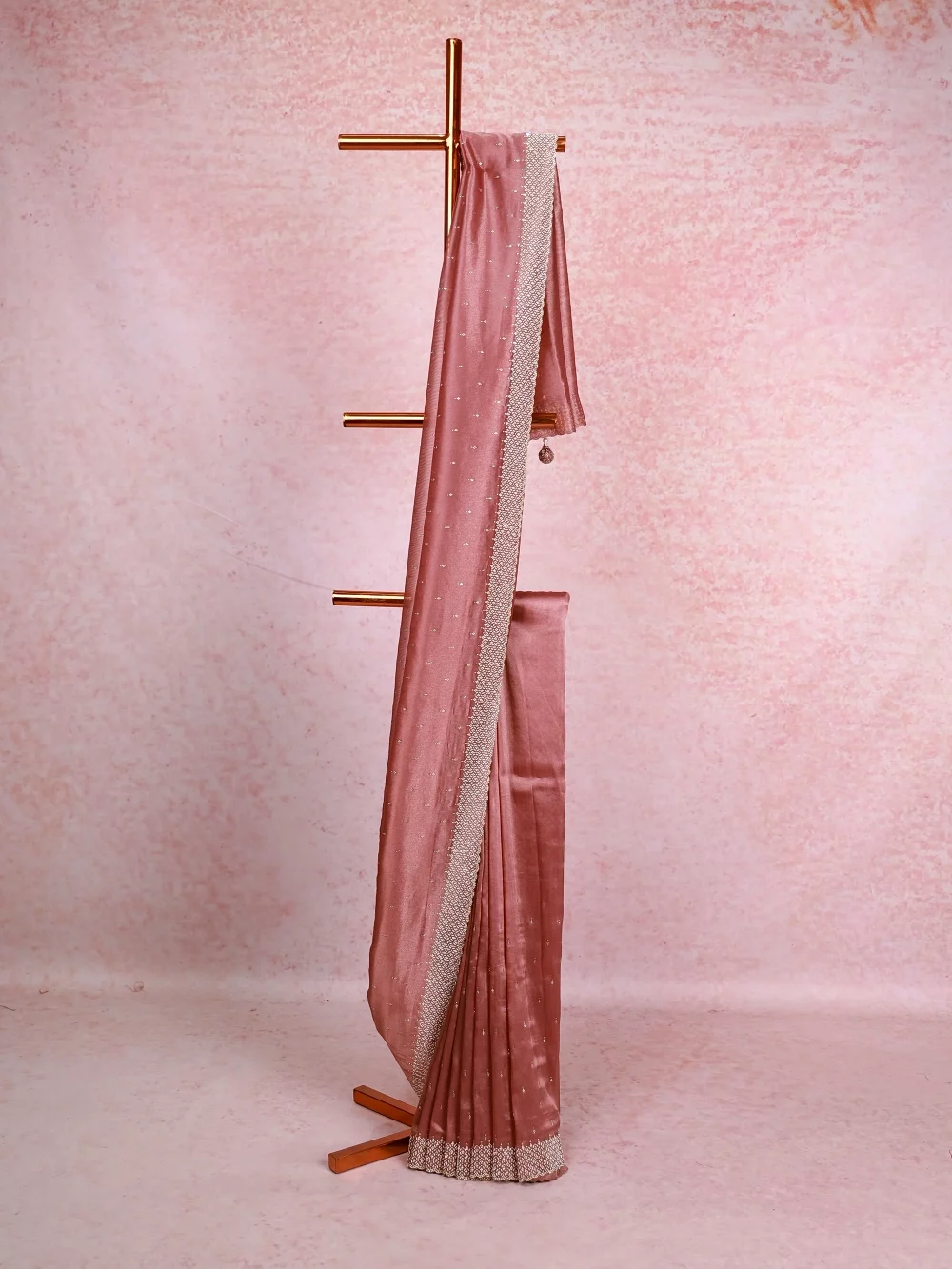 Onion Pink Tissue Organza Saree