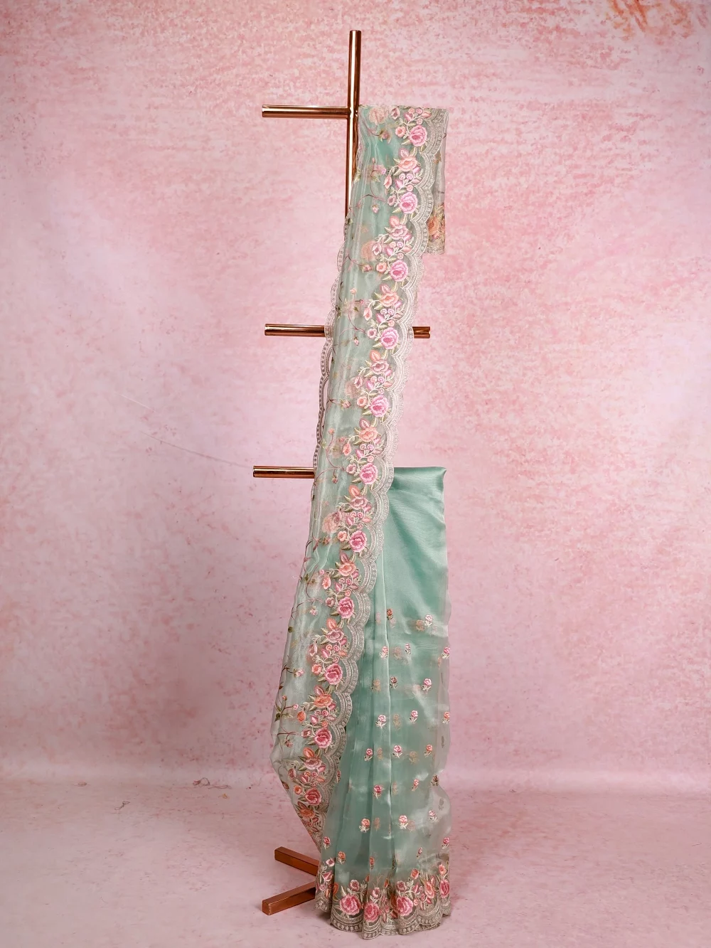 Pista Green Glass Organza Saree