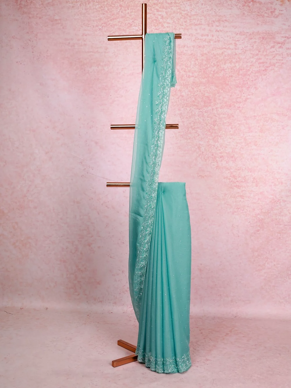 Sea Blue Semi Organza Saree