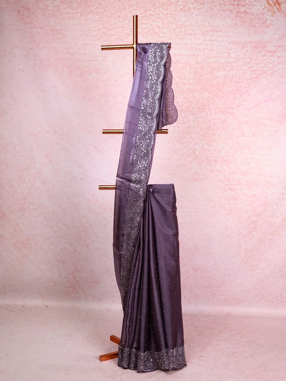 Lavender Ash Grey Tissue Saree Saree