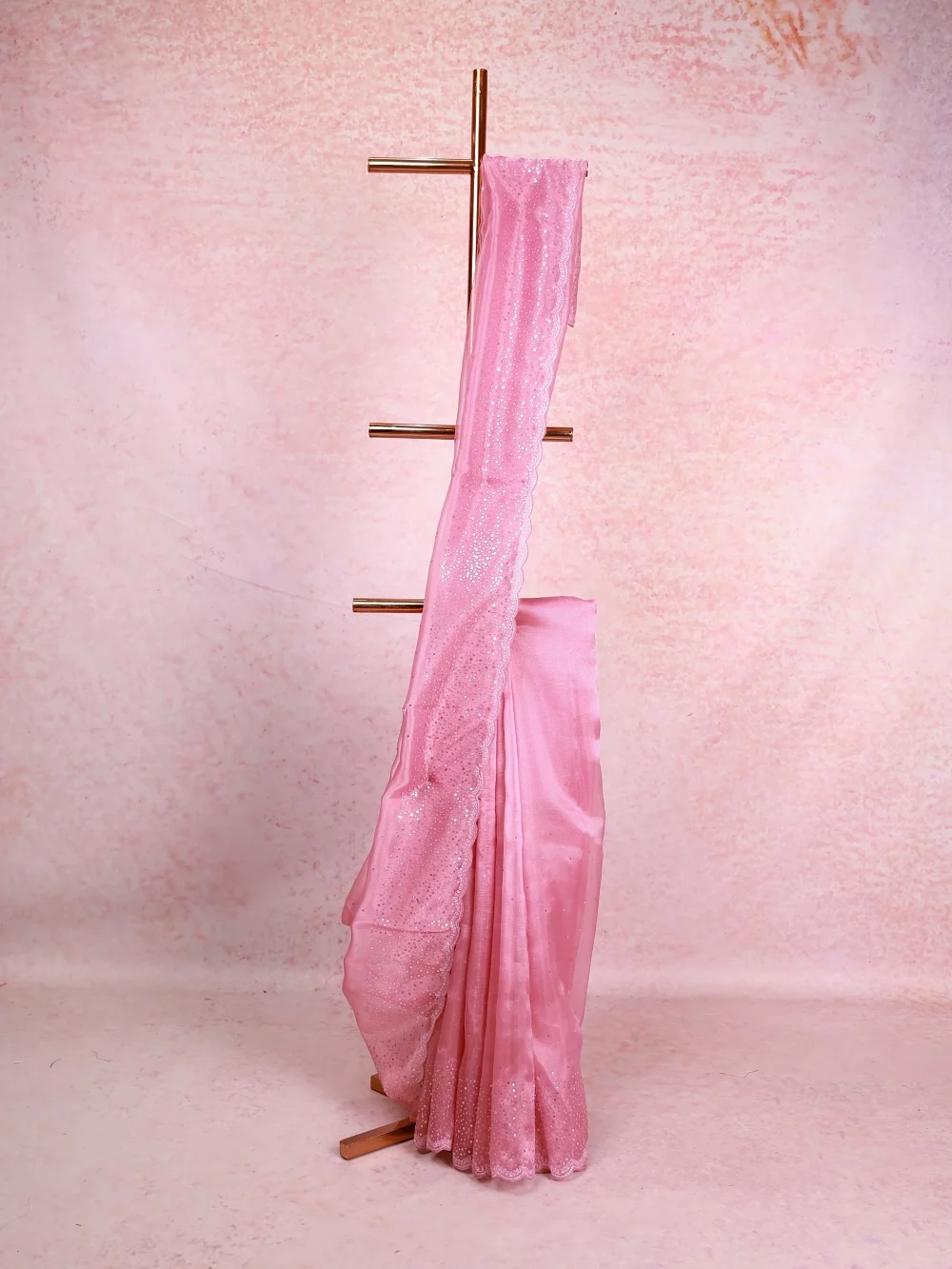 Dusty Pink Organza Saree