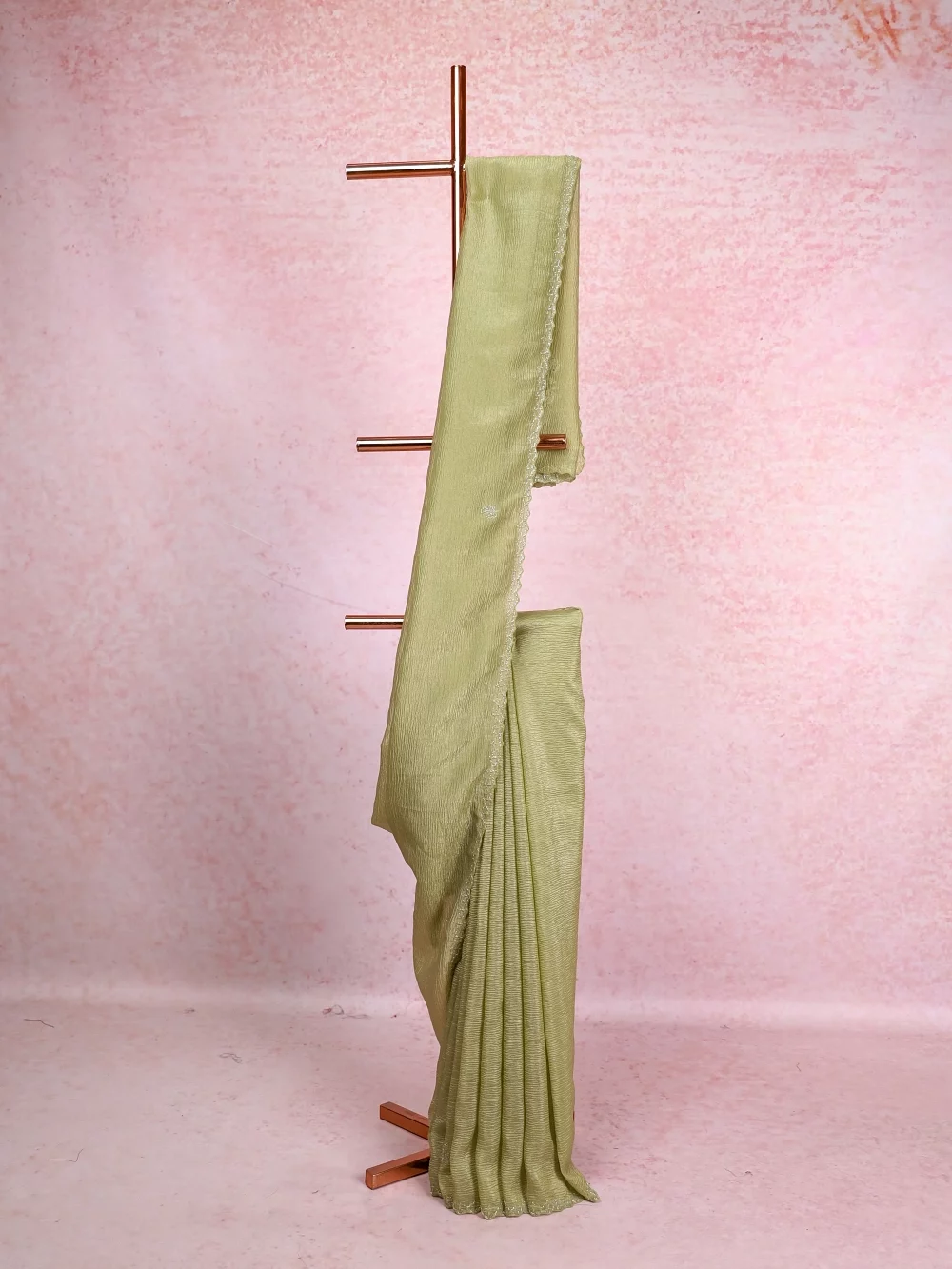 Pista Green Crush Organza Saree