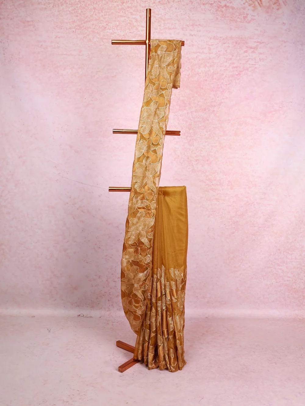 Dark Gold Tissue Organza Saree