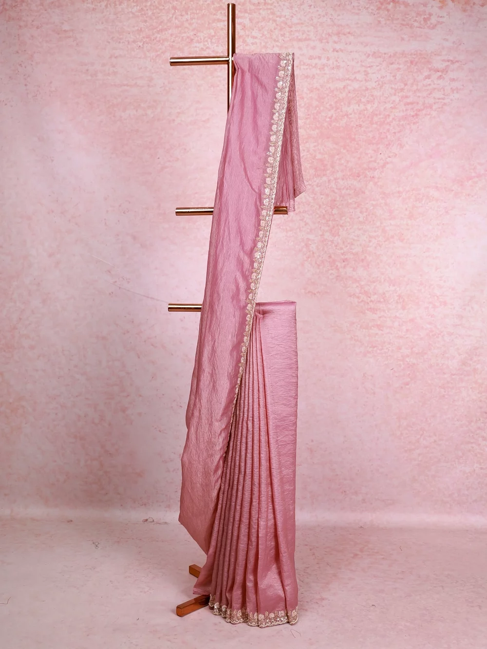 Onion Pink Crush Organza Saree