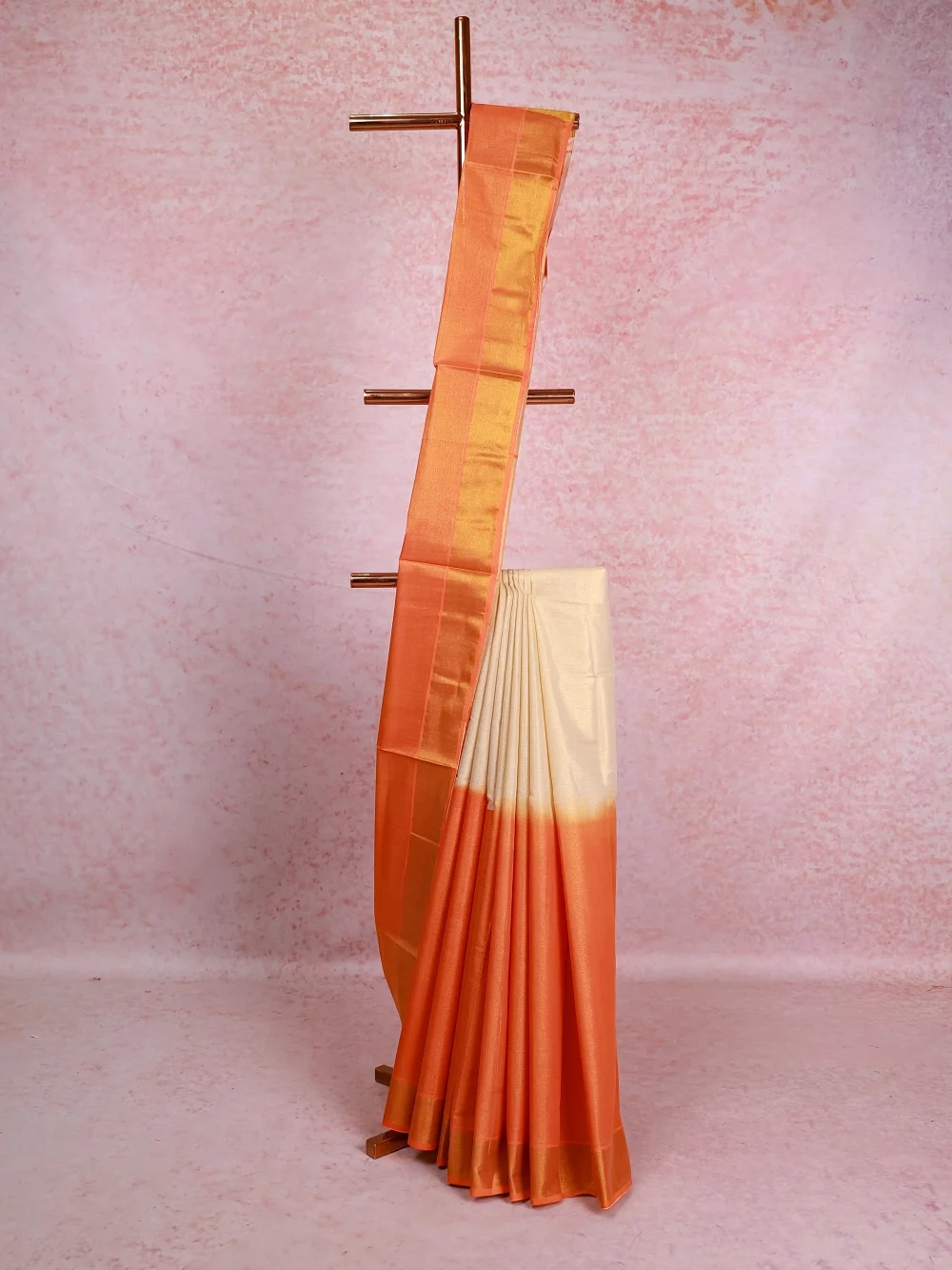 Golden Orange Tissue Kerala Saree