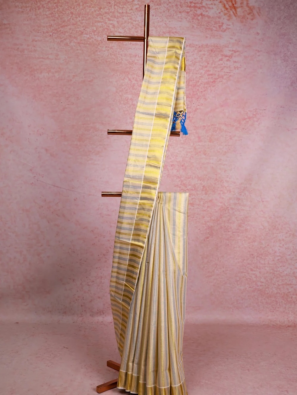 Golden Cream Tissue Kerala Saree