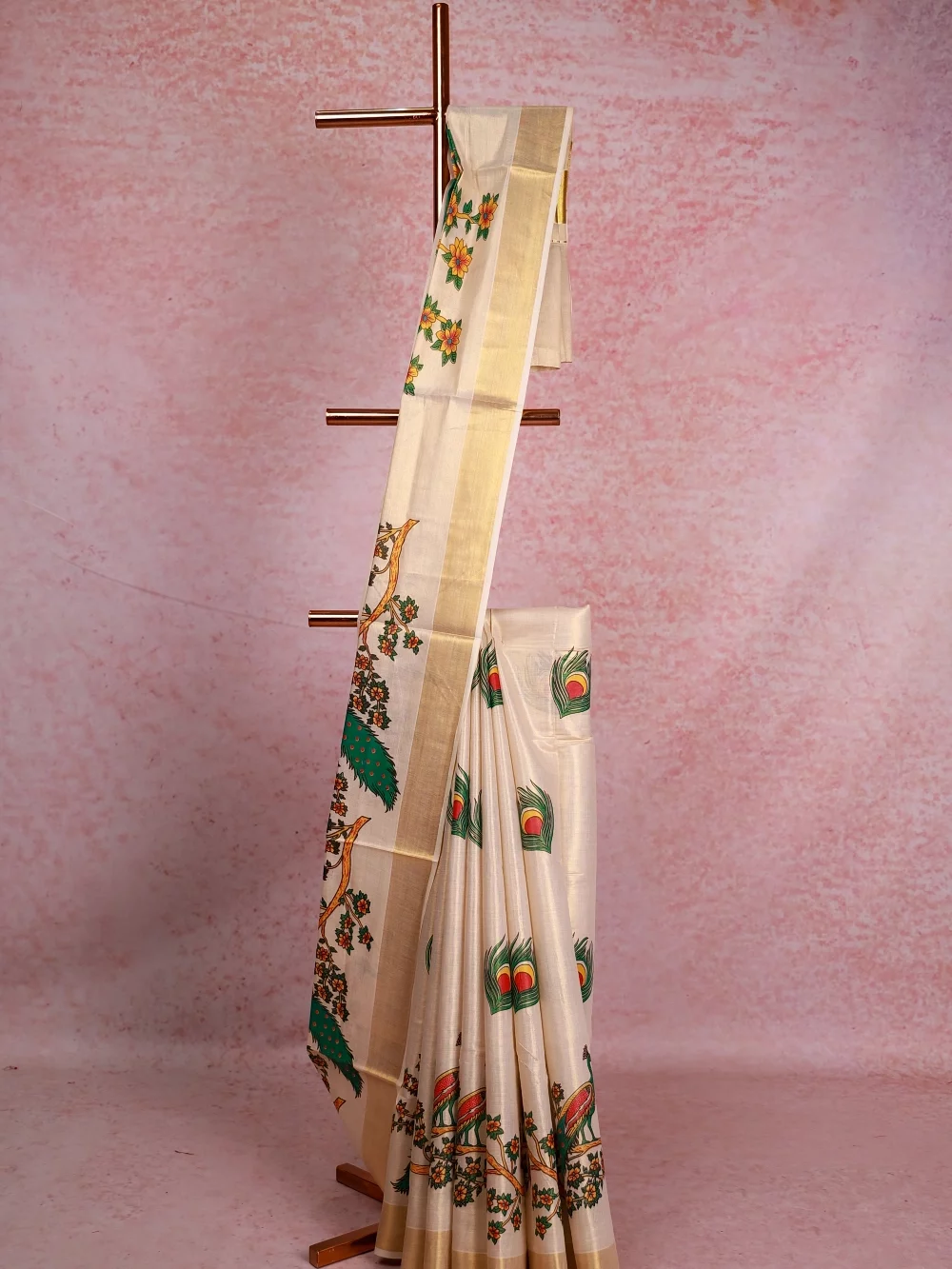 Cream Tissue Kerala Saree
