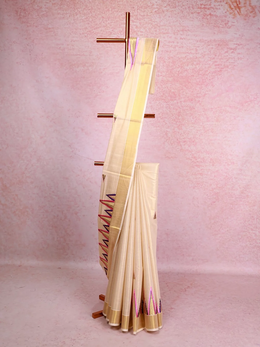 Cream Tissue Kerala Saree