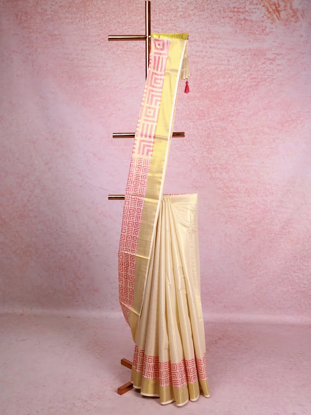 Cream Tissue Kerala Saree