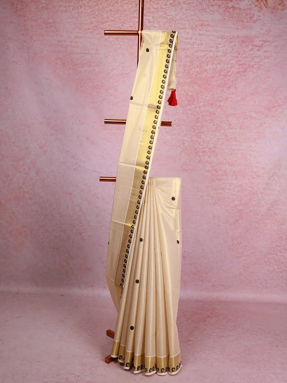 Cream Tissue Kerala Saree