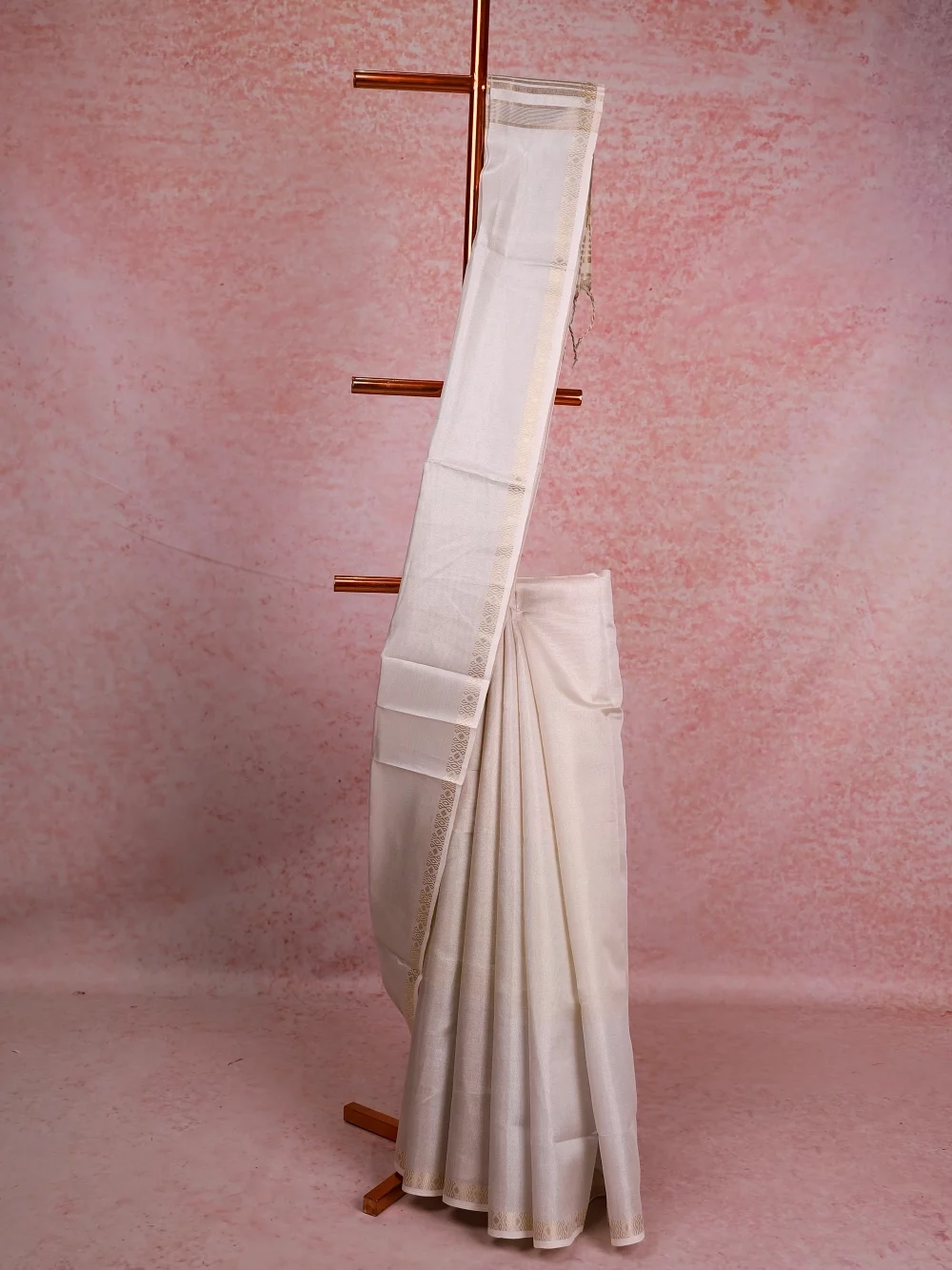 Silver Tissue Organza Kerala Saree