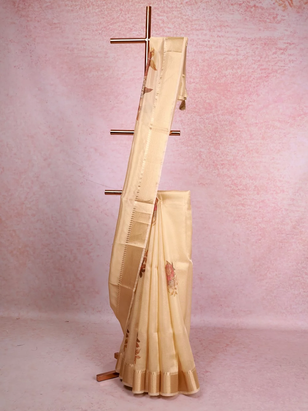 Cream Tissue Organza Saree